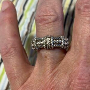 Judith Ripka Sterling Silver & Cubic Zirconia Braided Band Ring Size 6